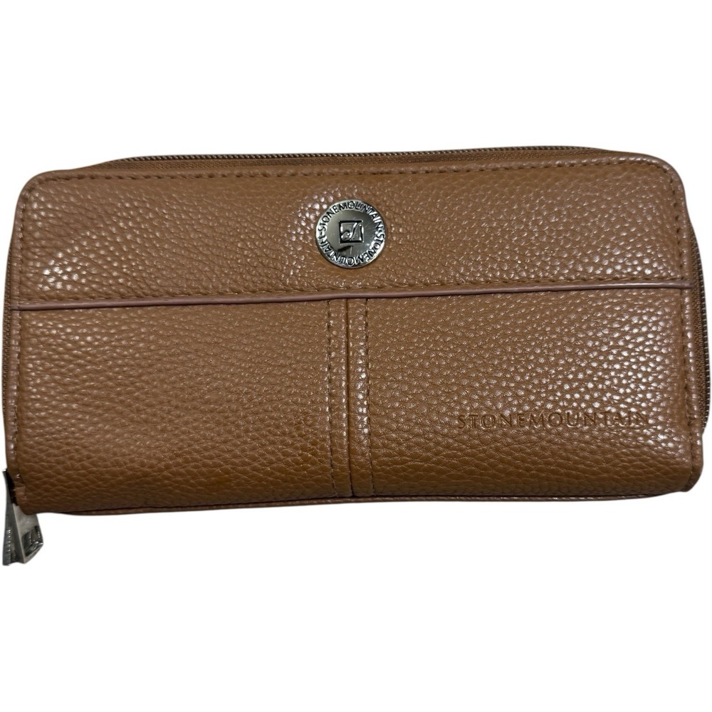 Stone Mountain‎ Wallet & Checkbook Purse Bag Genuine Leather Tan 2 Piece Set